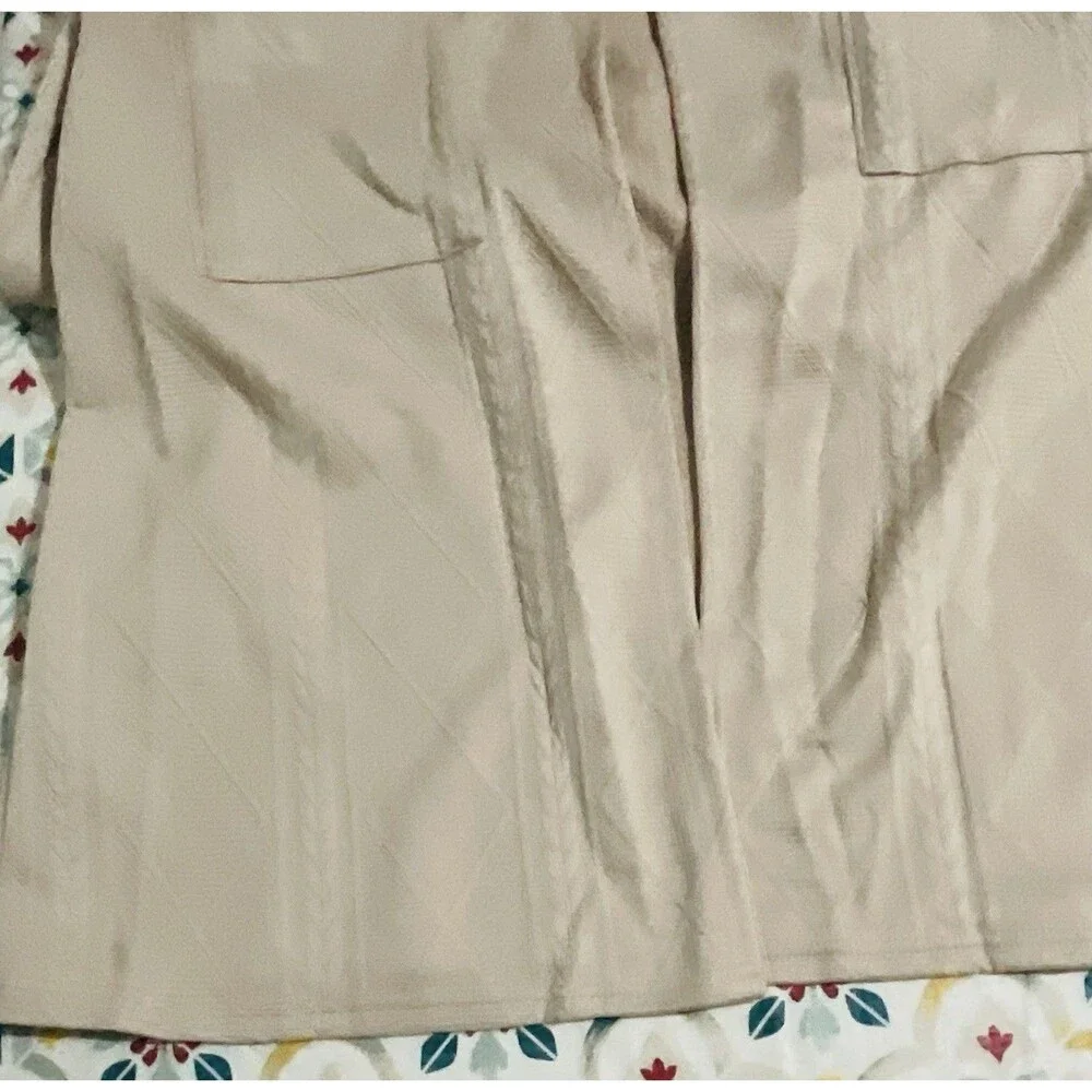 Hooded Long Open Front Knit Cardigan Jacket  Womens Sz M color beige